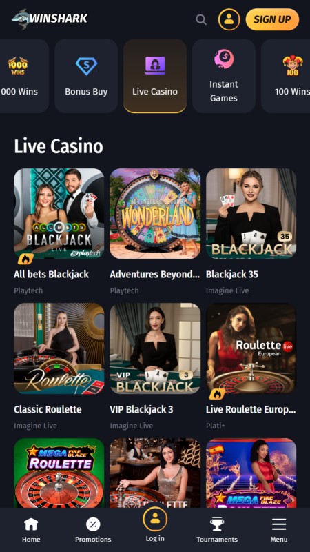 Winshark live casino